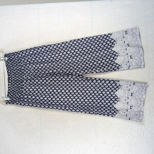 Sim & Sam Women's Blue & White Patterned Wide Leg Boho Pants Size M‎